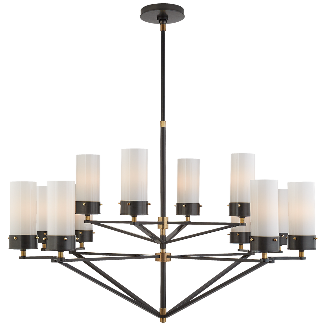 Michael Large Chandelier-Visual Comfort-VISUAL-TOB 5303BZ/HAB-WG-ChandeliersWhite Glass-Bronze and Hand-Rubbed Antique Brass-6-France and Son