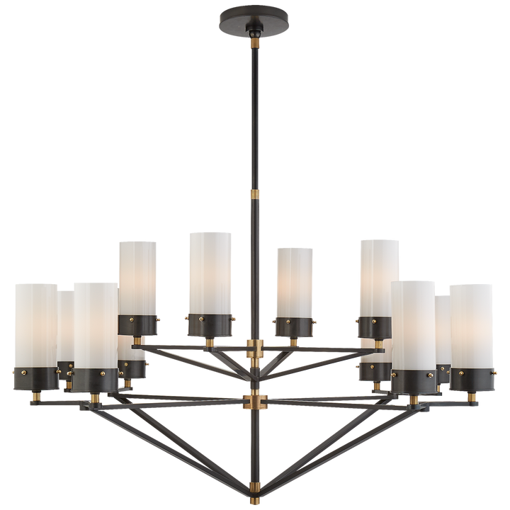 Michael Large Chandelier-Visual Comfort-VISUAL-TOB 5303BZ/HAB-WG-ChandeliersWhite Glass-Bronze and Hand-Rubbed Antique Brass-6-France and Son