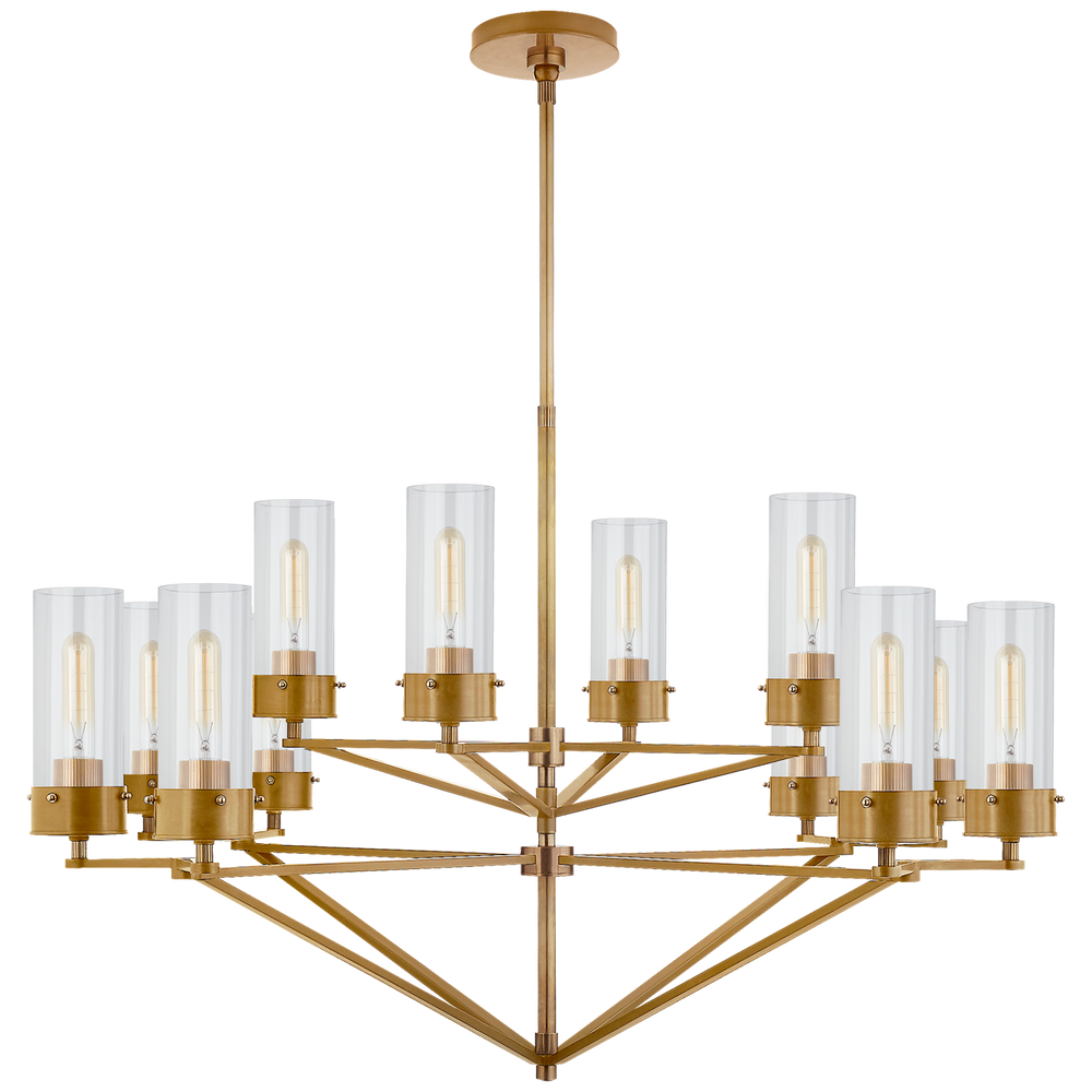 Michael Large Chandelier-Visual Comfort-VISUAL-TOB 5303HAB-CG-ChandeliersClear Glass-Hand-Rubbed Antique Brass-2-France and Son