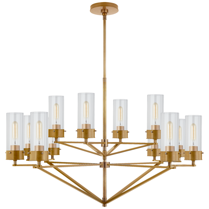 Michael Large Chandelier-Visual Comfort-VISUAL-TOB 5303HAB-CG-ChandeliersClear Glass-Hand-Rubbed Antique Brass-2-France and Son