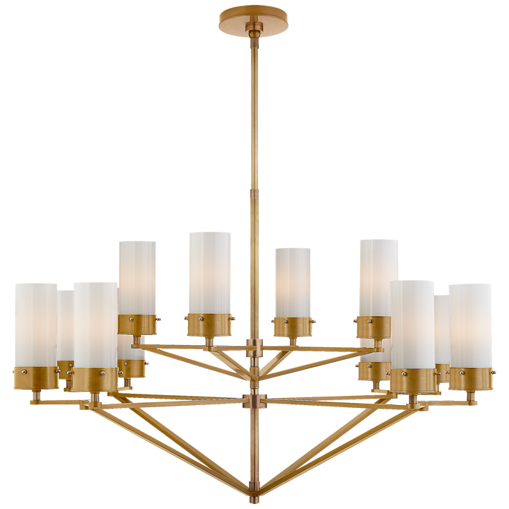 Michael Large Chandelier-Visual Comfort-VISUAL-TOB 5303HAB-WG-ChandeliersWhite Glass-Hand-Rubbed Antique Brass-5-France and Son