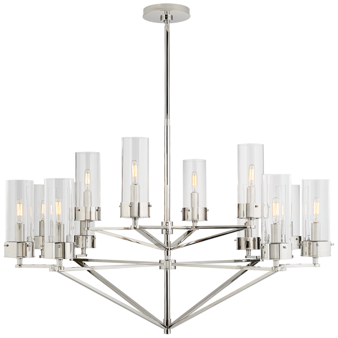 Michael Large Chandelier-Visual Comfort-VISUAL-TOB 5303PN-CG-ChandeliersClear Glass-Polished Nickel-1-France and Son