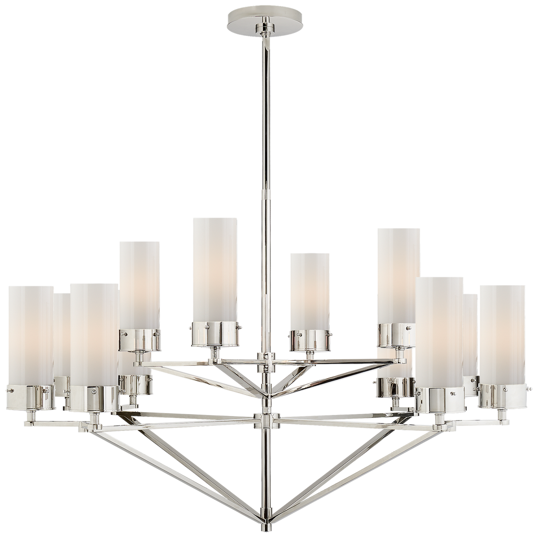 Michael Large Chandelier-Visual Comfort-VISUAL- TOB 5303PN-WG-ChandeliersWhite Glass-Polished Nickel-4-France and Son