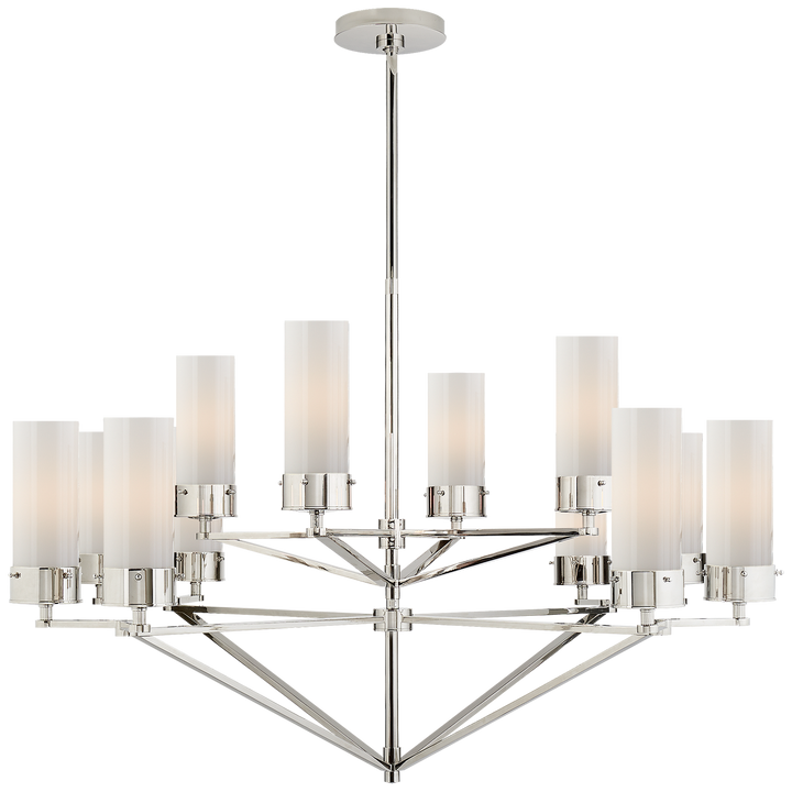 Michael Large Chandelier-Visual Comfort-VISUAL- TOB 5303PN-WG-ChandeliersWhite Glass-Polished Nickel-4-France and Son