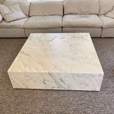 Marble Monolith Square Coffee Table-France & Son-FVT059MWHT-Coffee TablesWhite-5-France and Son