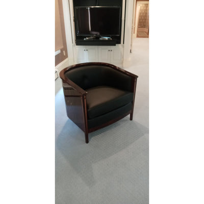 Knightbridge Antique Mahogany Tub Chair-Jonathan Charles-JCHARLES-495196-BMA-L012-Lounge ChairsBlack salon leather-6-France and Son