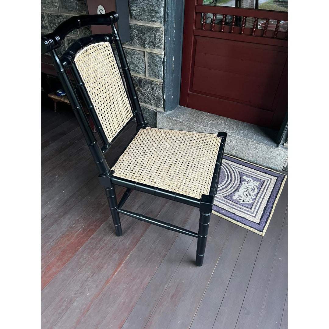 Colonial Bamboo Side Chair, Hand Rubbed Black-Noir-NOIR-GCHA126HB-Dining Chairs-3-France and Son