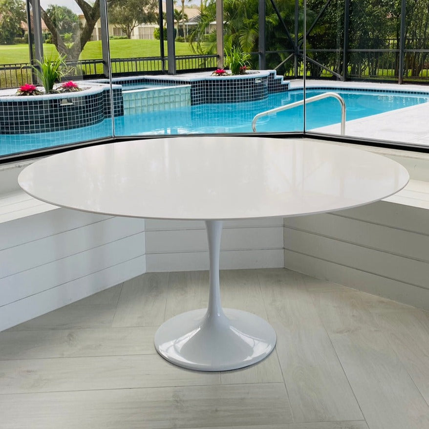 Quartz Pedestal Tulip Dining Table - Round-France & Son-RTQR36WHT-Dining Tables36" Diameter-5-France and Son