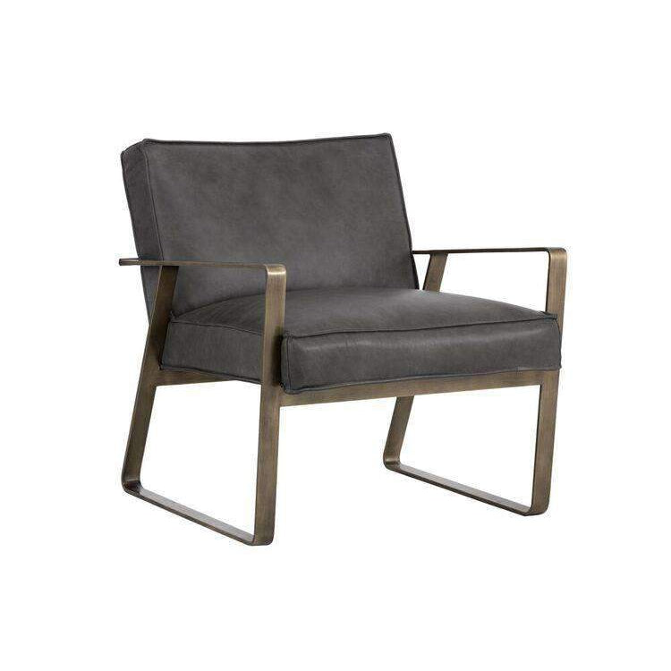 Kristoffer Lounge Chair-Sunpan-SUNPAN-103498-Lounge ChairsVintage Steel Grey-Leather-1-France and Son