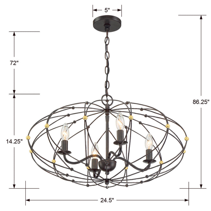 Zucca 4 Light Chandelier-Crystorama Lighting Company-CRYSTO-ZUC-A9034-EB-GA-Chandeliers-4-France and Son