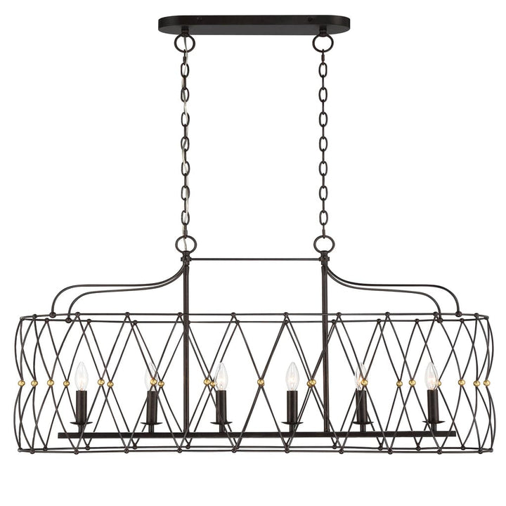 Zucca 6 Light Linear Chandelier-Crystorama Lighting Company-CRYSTO-ZUC-A9037-EB-GA-Chandeliers-1-France and Son