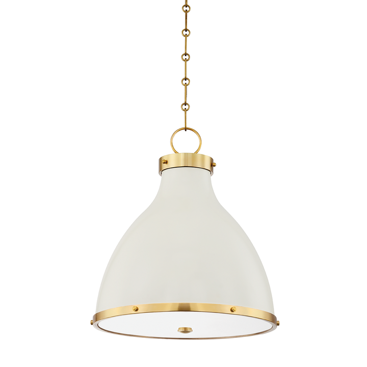 Painted No. 3 Two Light Small Pendant-Hudson Valley-HVL-MDS361-AGB/OW-PendantsAged Brass/Off White-2-France and Son