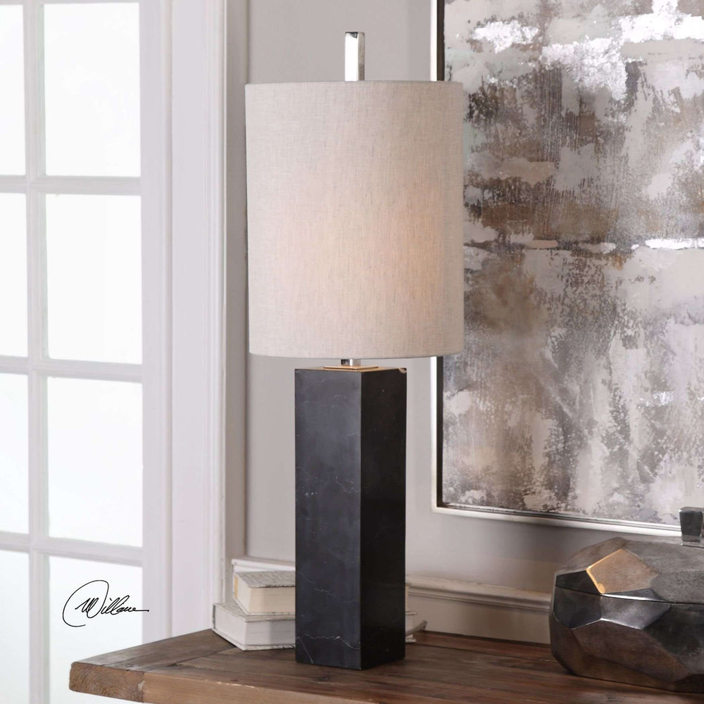 Delaney Marble Column Accent Lamp-Uttermost-UTTM-29359-1-Table Lamps-2-France and Son