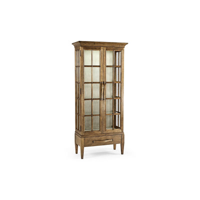 Tall Plank Glazed Display Cabinet-Jonathan Charles-JCHARLES-491063-DTM-Bookcases & CabinetsMedium Driftwood-5-France and Son