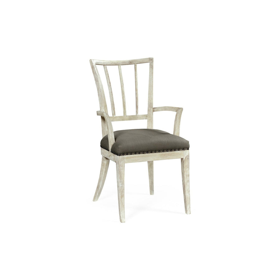 Lucillo Washed Acacia Carver Arm Chair-Jonathan Charles-JCHARLES-530204-AC-WAA-Dining Chairs-1-France and Son