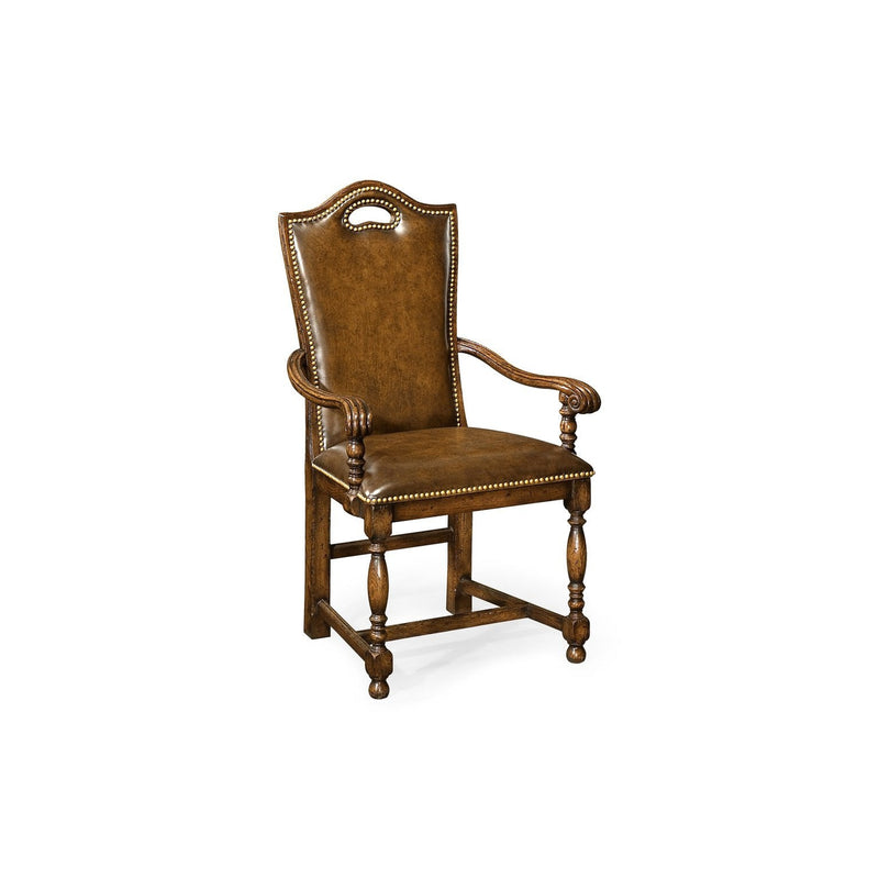 Casual High Back Arm Chair-Jonathan Charles-JCHARLES-493381-AC-DTM-F400-Dining ChairsMedium Driftwood & Shambala-6-France and Son
