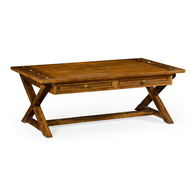 Casual Rectangular Coffee Table-Jonathan Charles-JCHARLES-491085-CFW-Coffee TablesCountry Walnut-1-France and Son