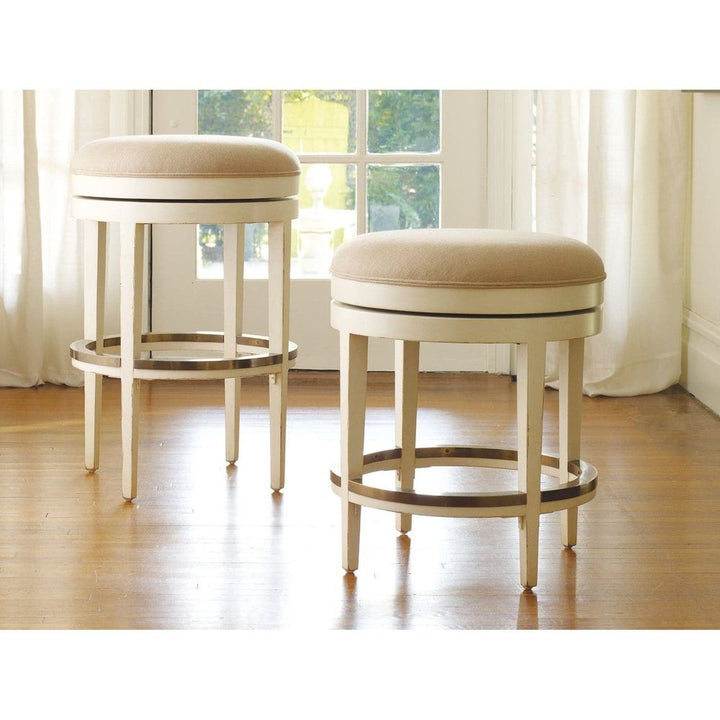 Carmel Bar Stool-Swivel-Backless-W/ Brass Protectors-Somerset Bay Home-SBH-SB068-BL-Bar Stools-1-France and Son