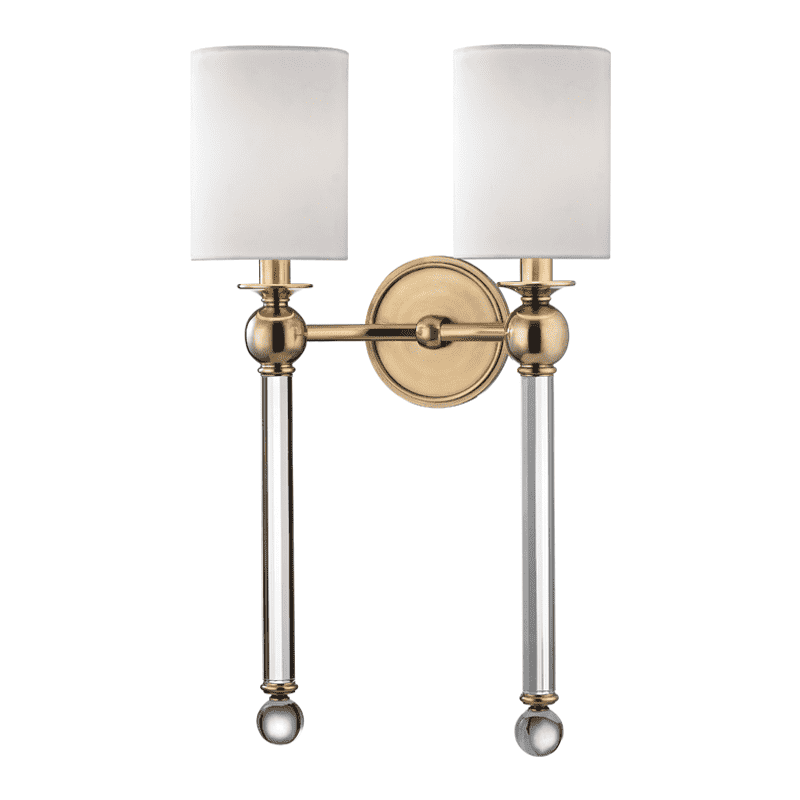 Gordon 2 Light Wall Sconce-Hudson Valley-HVL-6032-AGB-Wall LightingAged Brass-1-France and Son