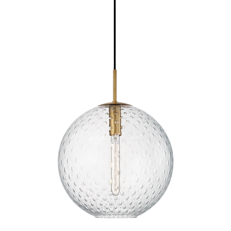 Rousseau 1 Light Pendant-Hudson Valley-HVL-2015-AGB-CL-PendantsAged Brass Clear-2-France and Son