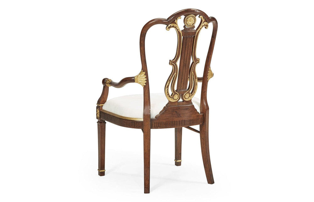 Buckingham Gilded Lyre Back Arm Chair-Jonathan Charles-JCHARLES-492836-AC-MAH-DCOM-Dining Chairs-2-France and Son