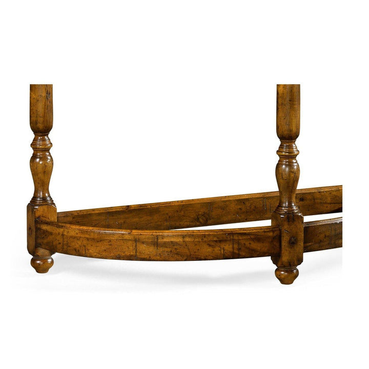Country Walnut Demilune Console Table-Jonathan Charles-JCHARLES-491162-CFW-Console Tables-4-France and Son