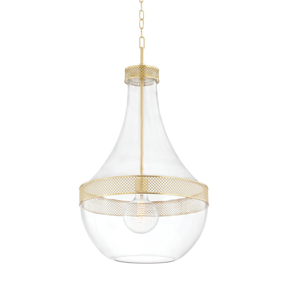 Hagen 1 Light Pendant-Hudson Valley-HVL-1817-AGB-PendantsAged Brass-1-France and Son