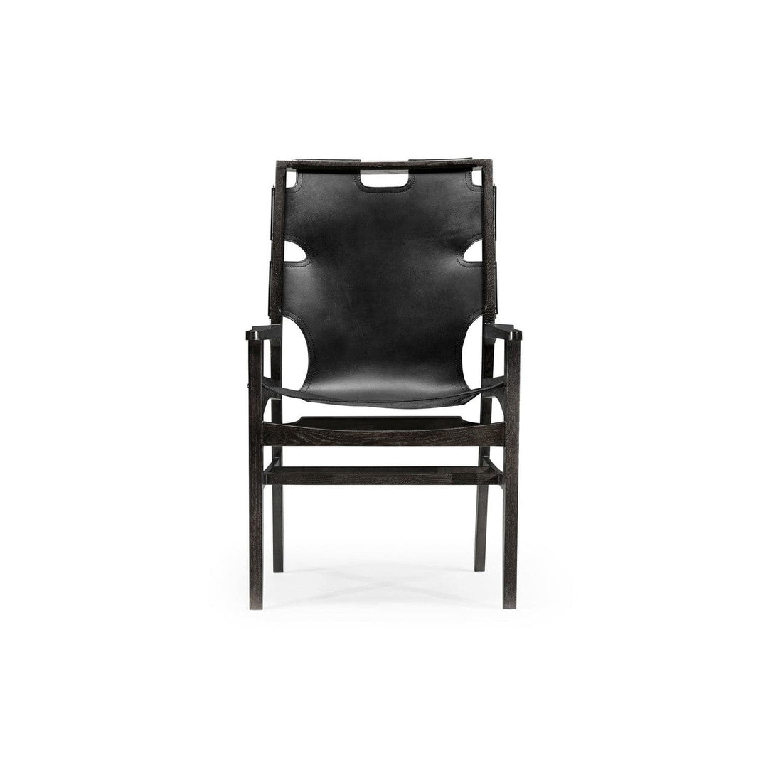 Casual Mid-cent Slung Leather Arm Chair-Jonathan Charles-JCHARLES-495097-AC-MAO-Dining Chairs-5-France and Son