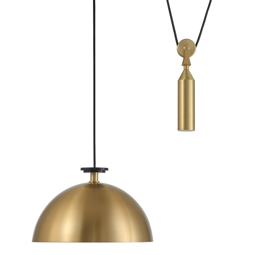 Brass Dome Counterweight Pendant Light-France & Son-LM9232PBRS-Pendants-2-France and Son