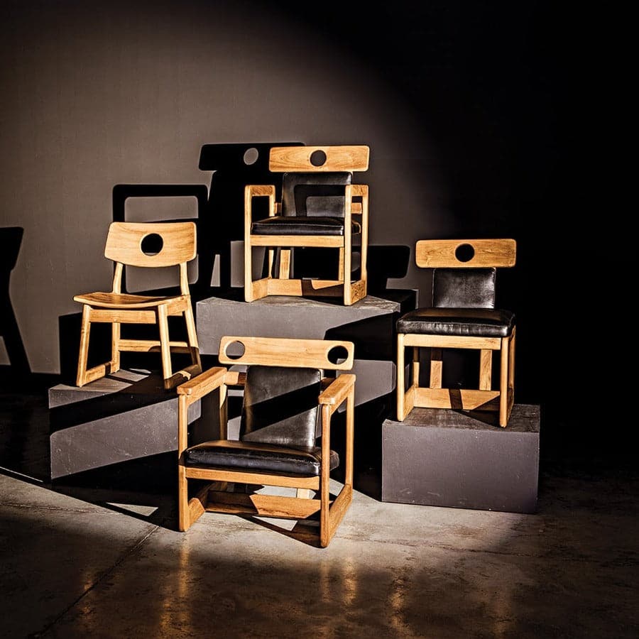 Buraco Arm Chair - Teak-Noir-NOIR-AE-223T-Dining Chairs-2-France and Son