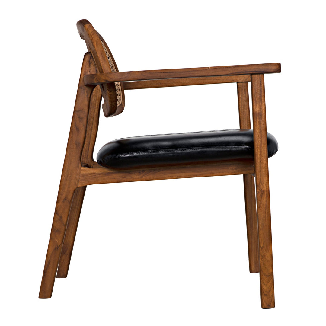 Tolka Chair, Teak with Leather Seat-Noir-NOIR-AE-234T-Lounge Chairs-3-France and Son