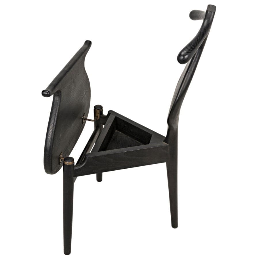 Figaro Chair with Jewelry Box, Charcoal Black-Noir-NOIR-AE-37CHB-Dining Chairs-7-France and Son