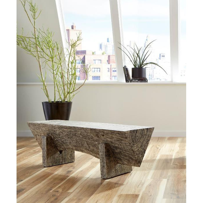 Chamcha Wood Triangle Bench-Phillips Collection-PHIL-TH94569-BenchesNatural-3-France and Son