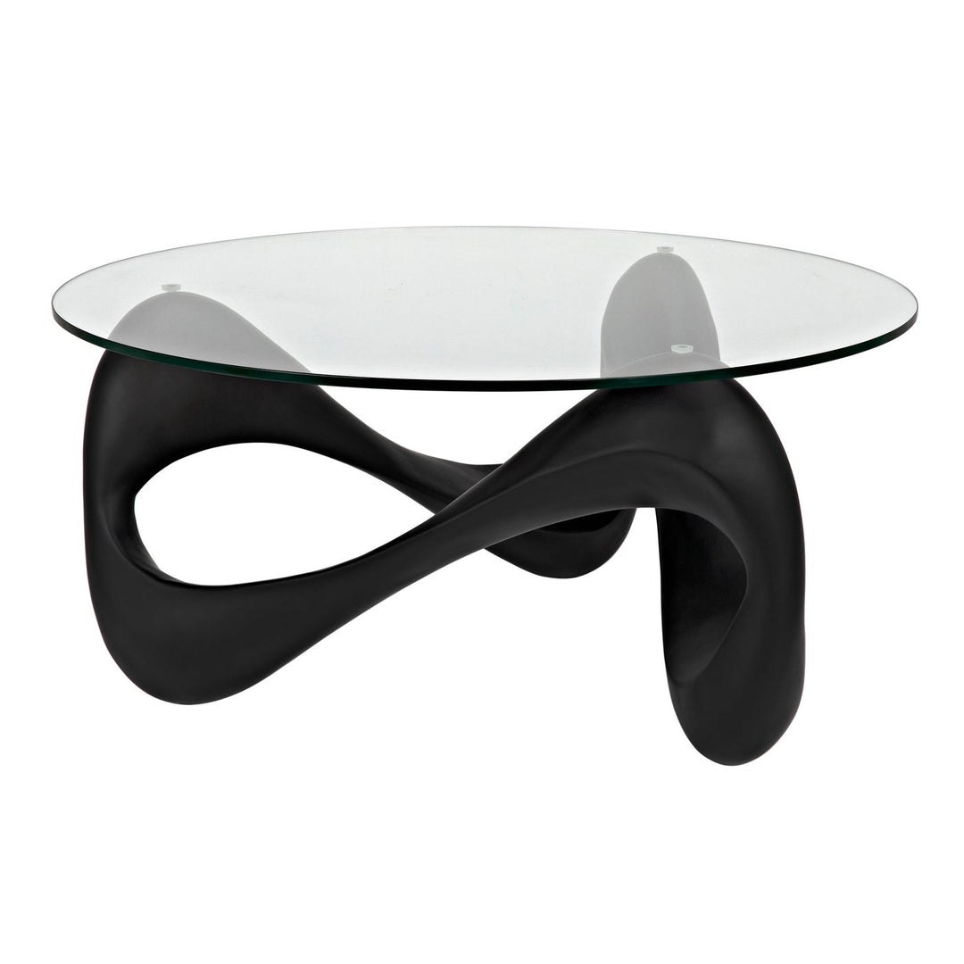 Orion Coffee Table - Black Resin Cement with Glass-Noir-NOIR-AF-55B-Coffee Tables-3-France and Son