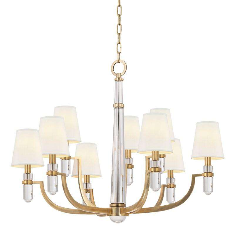 Dayton 9 Light Chandelier-Hudson Valley-HVL-989-AGB-WS-ChandeliersAged Brass-1-France and Son