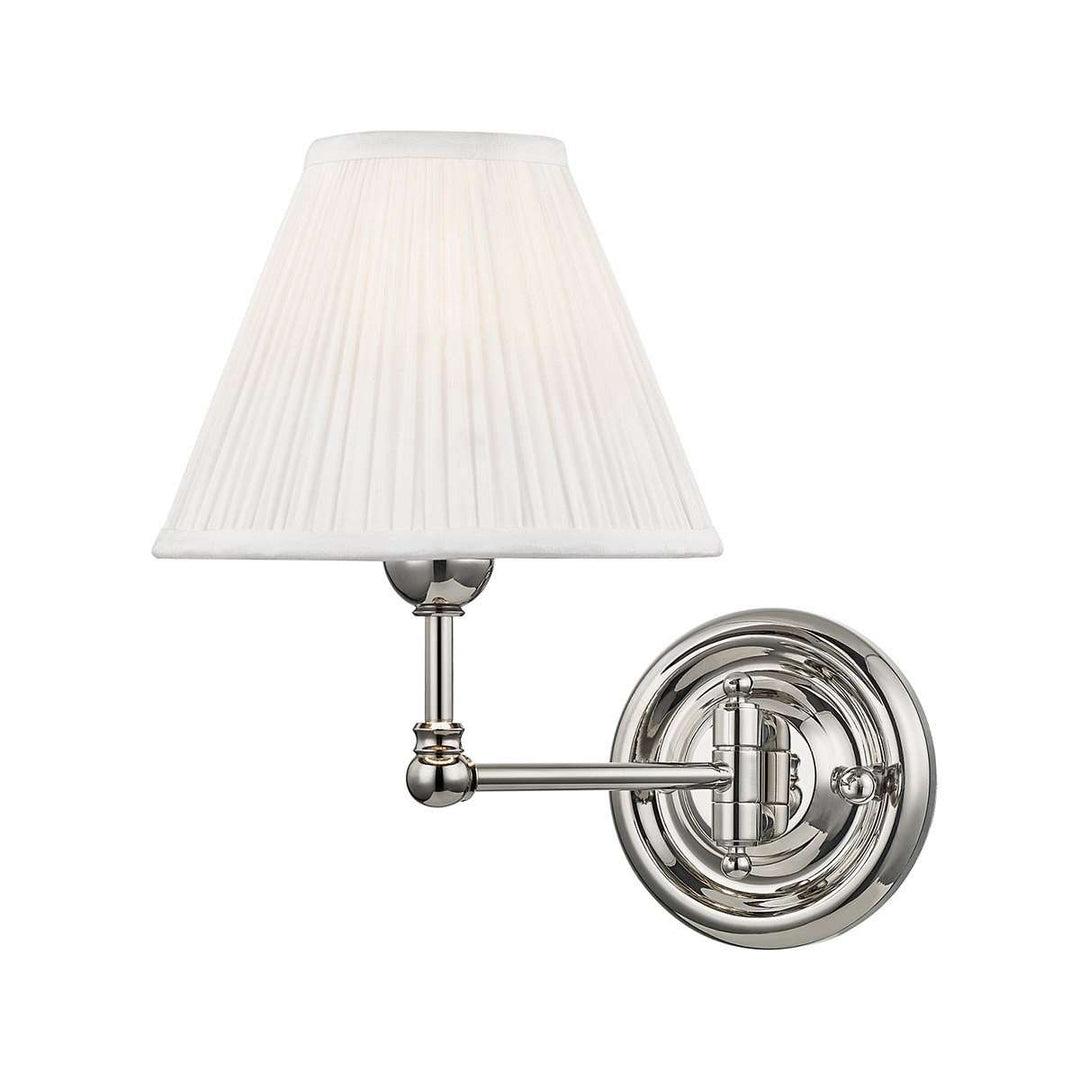 Classic No.1 1 Light Wall Sconce-Hudson Valley-HVL-MDS101-PN-Wall LightingSilver-3-France and Son