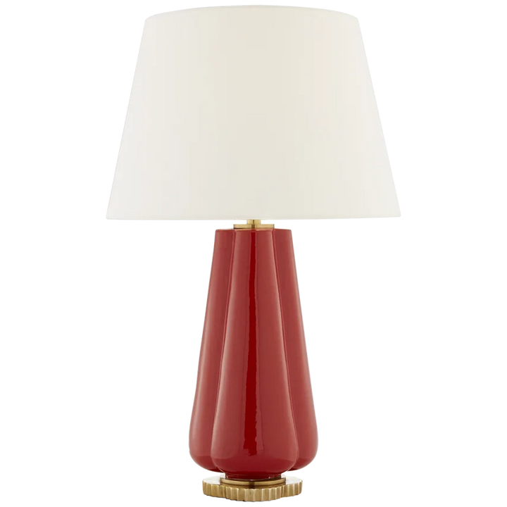 Pivana Table Lamp-Visual Comfort-VISUAL-AH 3127BYR-L-Table LampsBerry Red-Linen Shade-1-France and Son