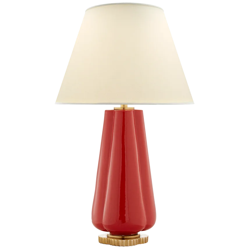 Pivana Table Lamp-Visual Comfort-VISUAL-AH 3127BYR-PL-Table LampsBerry Red-Natural Percale Shade-2-France and Son