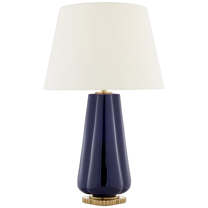 Pivana Table Lamp-Visual Comfort-VISUAL-AH 3127DM-L-Table LampsDenim Porcelain-Linen Shade-3-France and Son