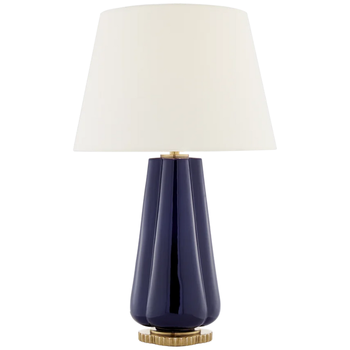 Pivana Table Lamp-Visual Comfort-VISUAL-AH 3127DM-L-Table LampsDenim Porcelain-Linen Shade-3-France and Son