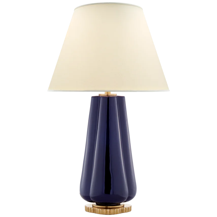 Pivana Table Lamp-Visual Comfort-VISUAL-AH 3127DM-PL-Table LampsDenim Porcelain-Natural Percale Shade-4-France and Son