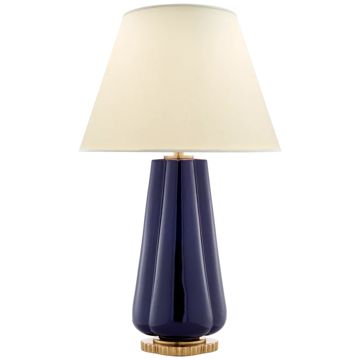 Pivana Table Lamp-Visual Comfort-VISUAL-AH 3127DM-PL-Table LampsDenim Porcelain-Natural Percale Shade-4-France and Son