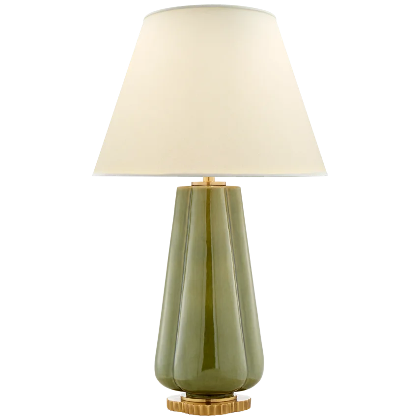 Pivana Table Lamp-Visual Comfort-VISUAL-AH 3127GRN-PL-Table LampsGreen Porcelain-Natural Percale Shade-6-France and Son