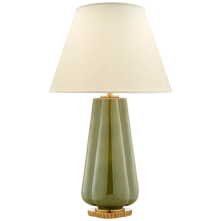 Pivana Table Lamp-Visual Comfort-VISUAL-AH 3127GRN-PL-Table LampsGreen Porcelain-Natural Percale Shade-6-France and Son