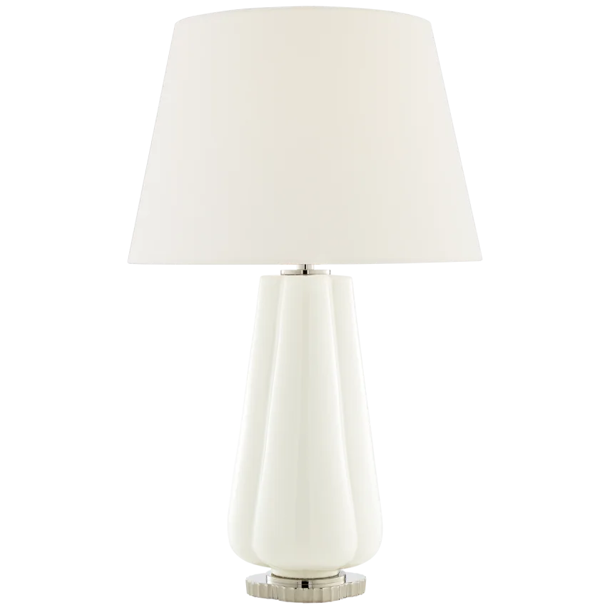 Pivana Table Lamp-Visual Comfort-VISUAL-AH 3127WHT-L-Table LampsWhite Porcelain-Linen Shade-7-France and Son