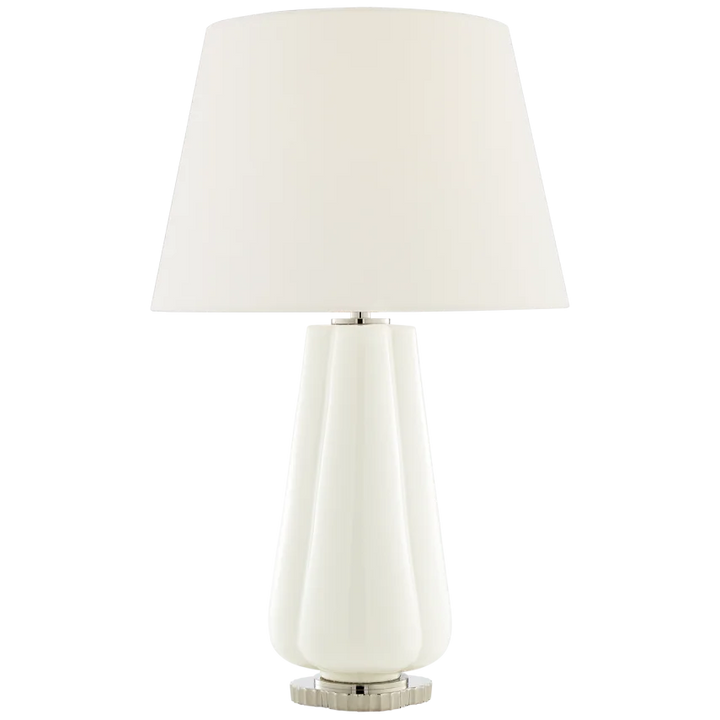 Pivana Table Lamp-Visual Comfort-VISUAL-AH 3127WHT-L-Table LampsWhite Porcelain-Linen Shade-7-France and Son