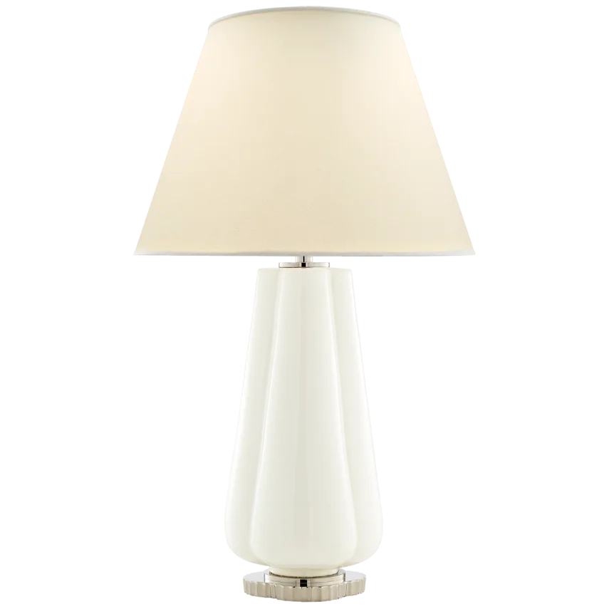 Pivana Table Lamp-Visual Comfort-VISUAL-AH 3127WHT-PL-Table LampsWhite Porcelain-Natural Percale Shade-8-France and Son