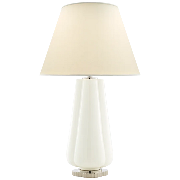 Pivana Table Lamp-Visual Comfort-VISUAL-AH 3127WHT-PL-Table LampsWhite Porcelain-Natural Percale Shade-8-France and Son