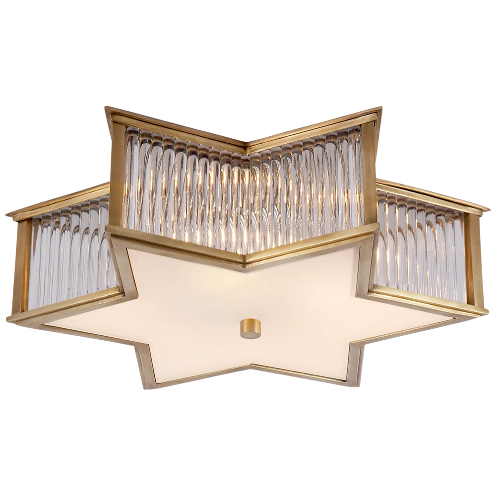 Sophian 17" Flush Mount-Visual Comfort-VISUAL-AH 4017NB/CG-FG-Flush MountsNatural Brass and Clear Glass Rods-Frosted Glass-2-France and Son