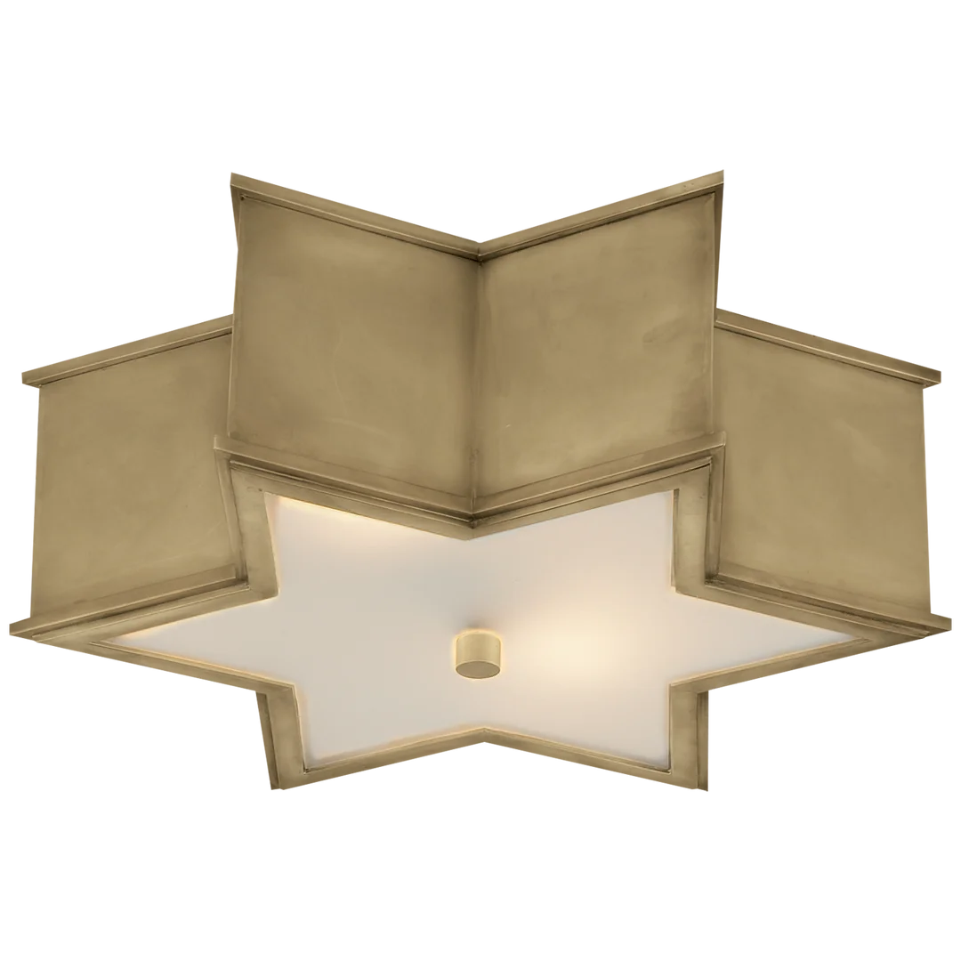 Sophian 17" Flush Mount-Visual Comfort-VISUAL-AH 4017NB-FG-Flush MountsNatural Brass-Frosted Glass-5-France and Son